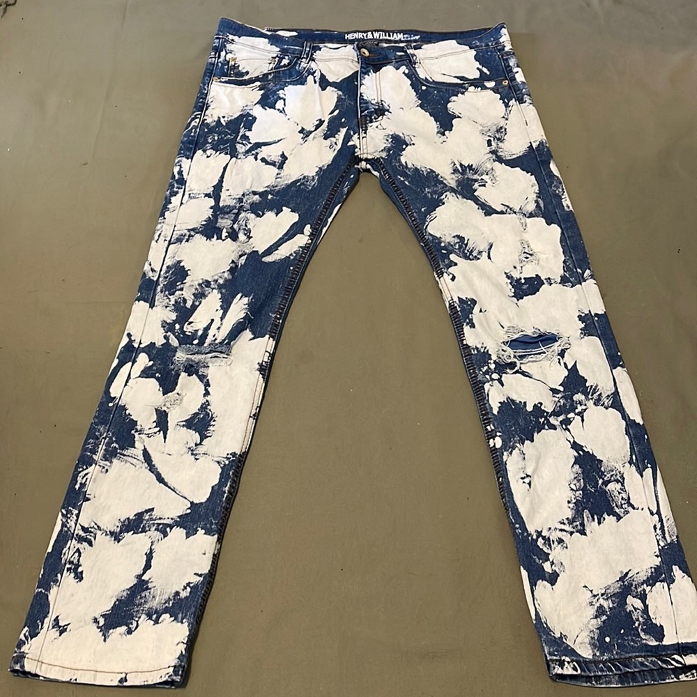 Henry & William Distressed Acid Wash, Denim Mens Jeans Size 34x32”